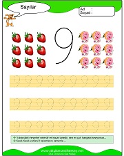 okul öncesi 1 sayısı çizgi çalışması